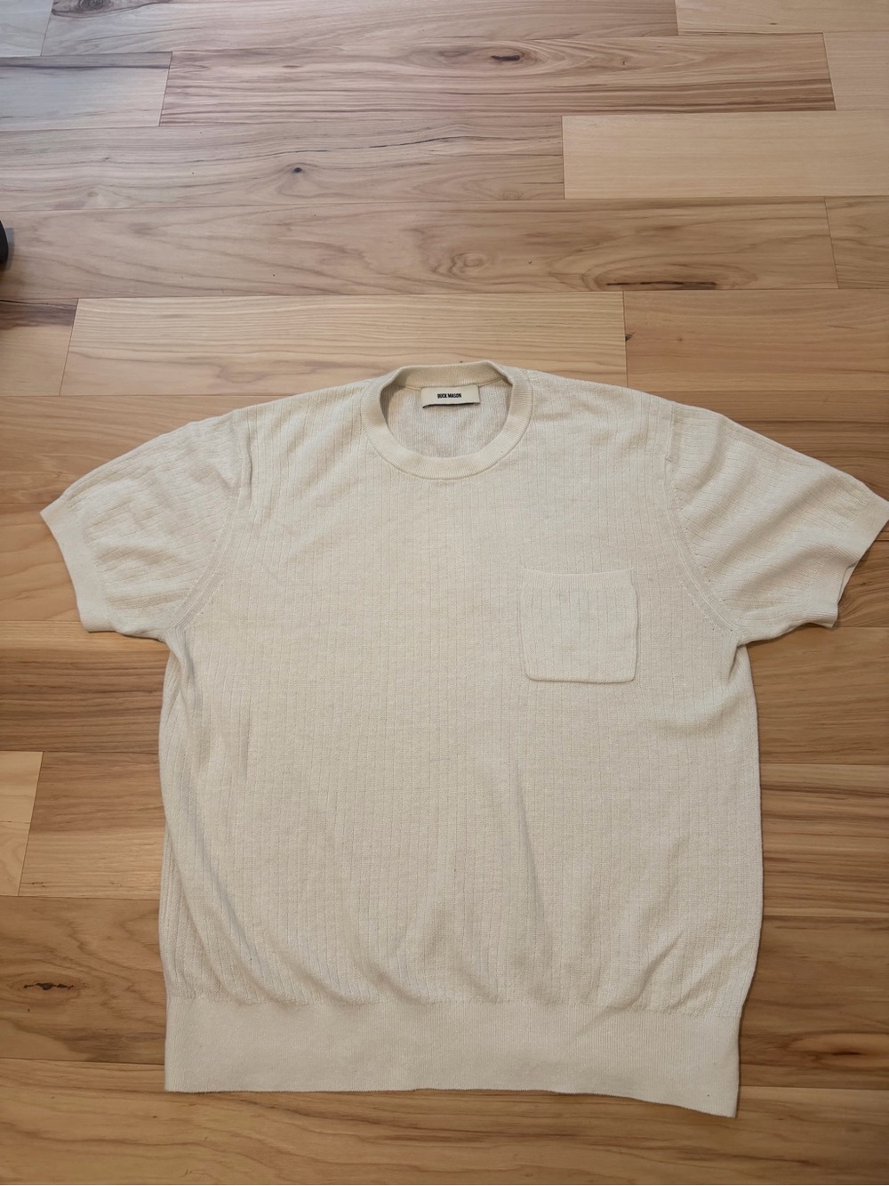 Buck Mason Yuma Hemo Rib Knit Pocket Tee - Cream